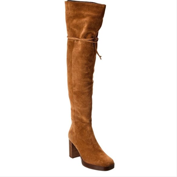 FREE PEOPLE Echo Platform Over the Knee OTK BOOTS Size 8.5 Tan Suede NEW $298 - Picture 3 of 11